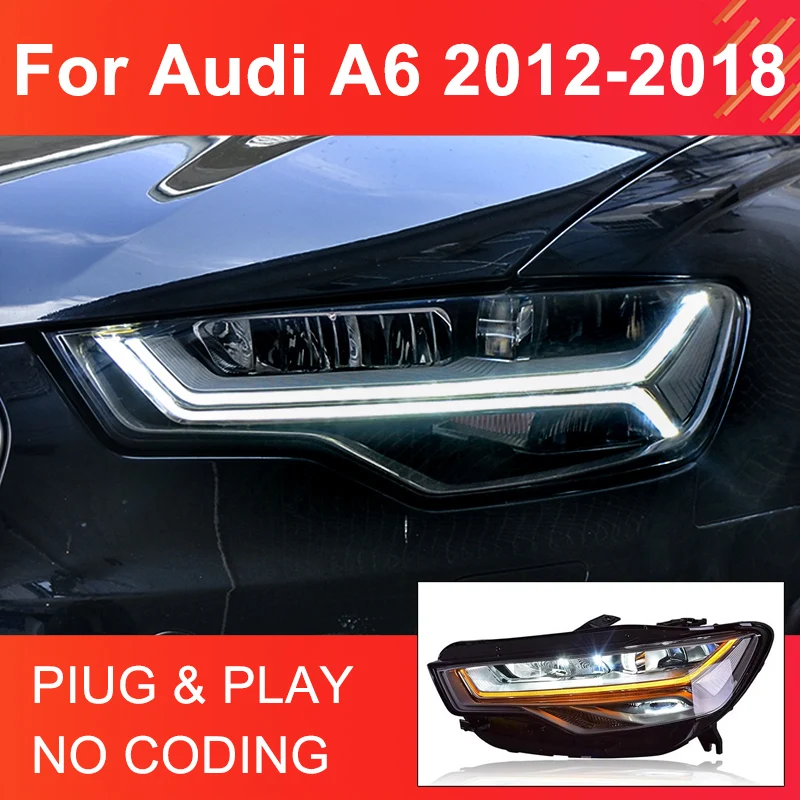 

1 Pair LED Headlight Assembly for AUDI A6 C7 2012-2018 Headlight Plug and Play with LED DRL Turning Light Front Head lights