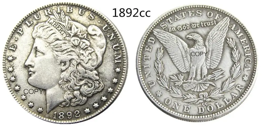 US 1892-CC Morgan Dollar Silver Plated Copy Coin