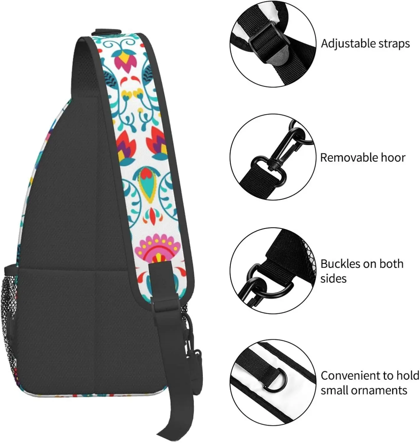 Mexican Fiesta Mexico Dia De Los Muertos Floral Cinco De Mayo Sling Bag for Women Men Crossbody Shoulder Fashion Lightweight