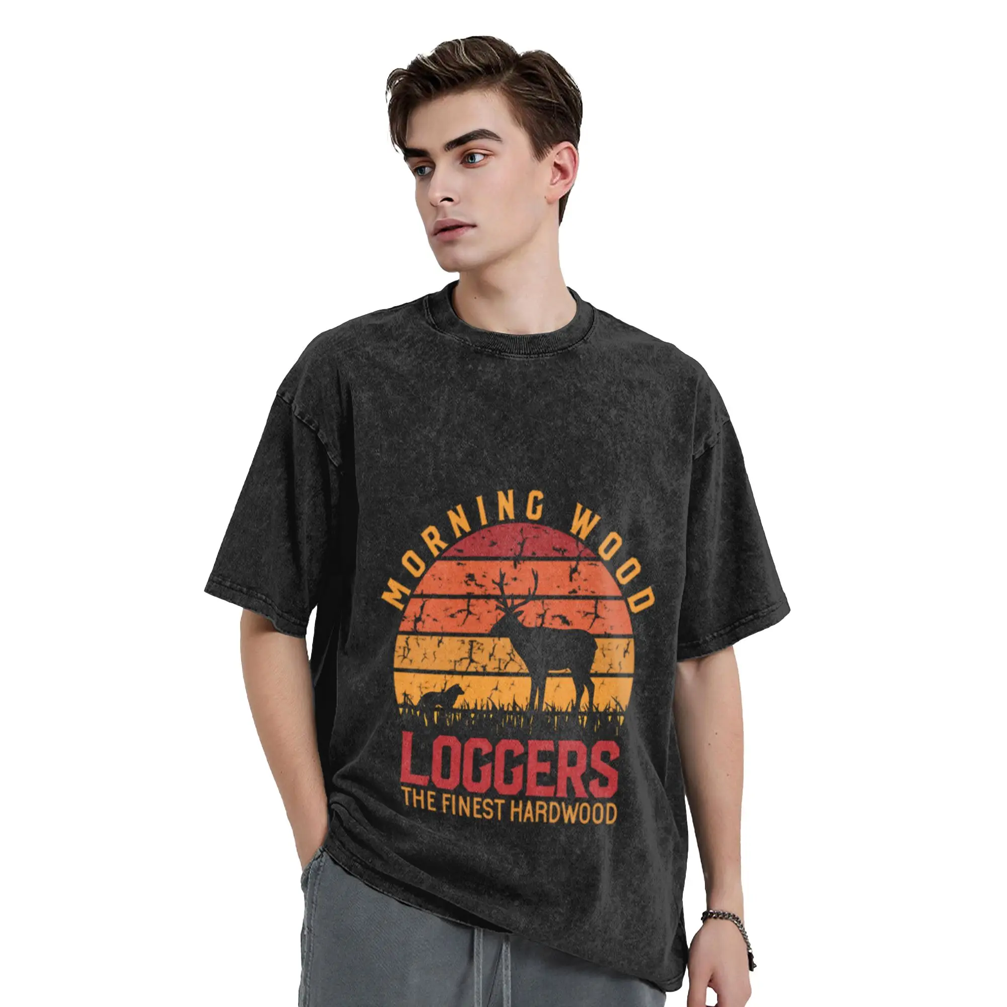 Morning Wood Loggers The Finest Hardwood  Unique Cool A Vintage Oversized Cotton Unisex T-Shirts