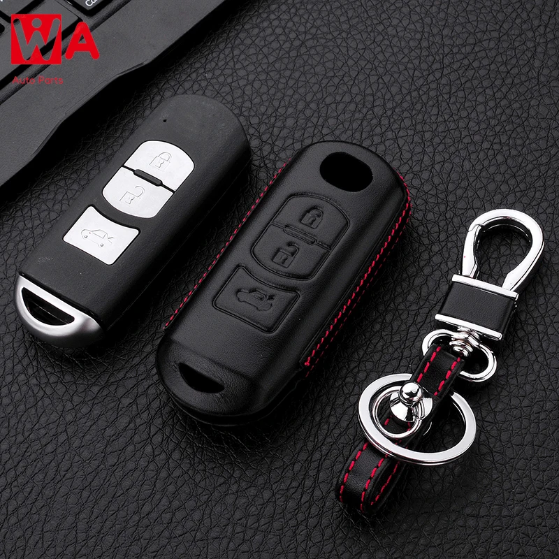 

New Gift 4D Car Geunine Leather Key Cover Case Mazda 2 3 6 Atenza Axela CX-5 CX5 CX 5 CX-7 CX-9 2015 2016 2017 2018 3button Key