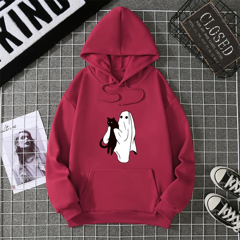 هالوين الطباعة الجرافيكية الخريف والشتاء القطن الخالص الرجال والنساء هوديس عارضة في الهواء الطلق الشارع الرياضة التدريب العلامة التجارية