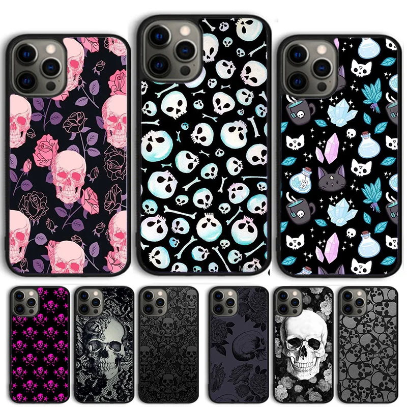 Skull Gothic Creepy Pastel Goth Phone Case for iPhone 16 15 SE2020 6 7 8 Plus for Apple 13 11 12 14 Mini Pro Max coque fundas