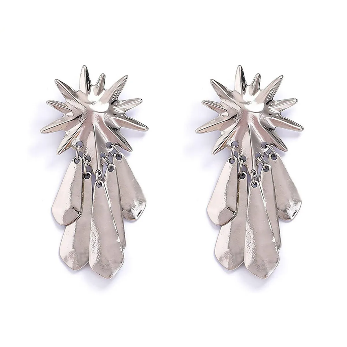 2026 Vintage Goldene Sonnenblumen-Metall-Quasten-Ohrringe für Frauen Retro Boho Sommer-Schmuck Strandparty-Accessoires – Detail 6