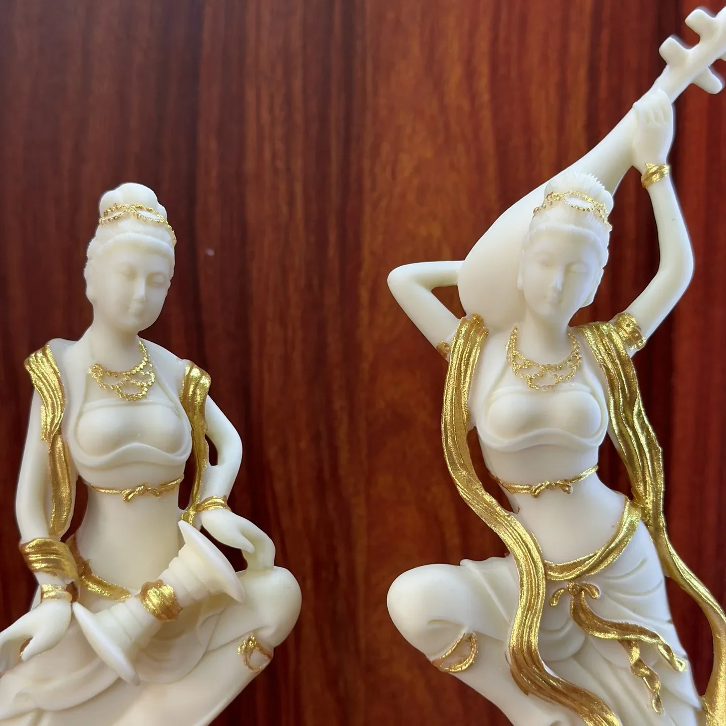 2 PCS Dunhuang Flying Girl Characters Statue ResinHandmade Sculpture Home Room Office Decoration Chinese Characteristic Gift