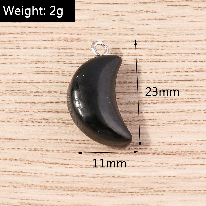 Tusember 10 Stück Klare Mond-Geburtsstein-Anhänger Roter Achat Rosenquarz Charms für Schmuckherstellung DIY Halsketten Armbänder Bastelzubehör – Detail 1