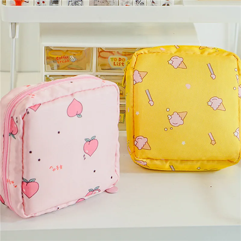 Women Small Cosmetic Bag Set Zipper Girls Mini Sanitary Napkins Makeup Lipstick Bags Travel Earphone Coin Organizer Pouch Bags