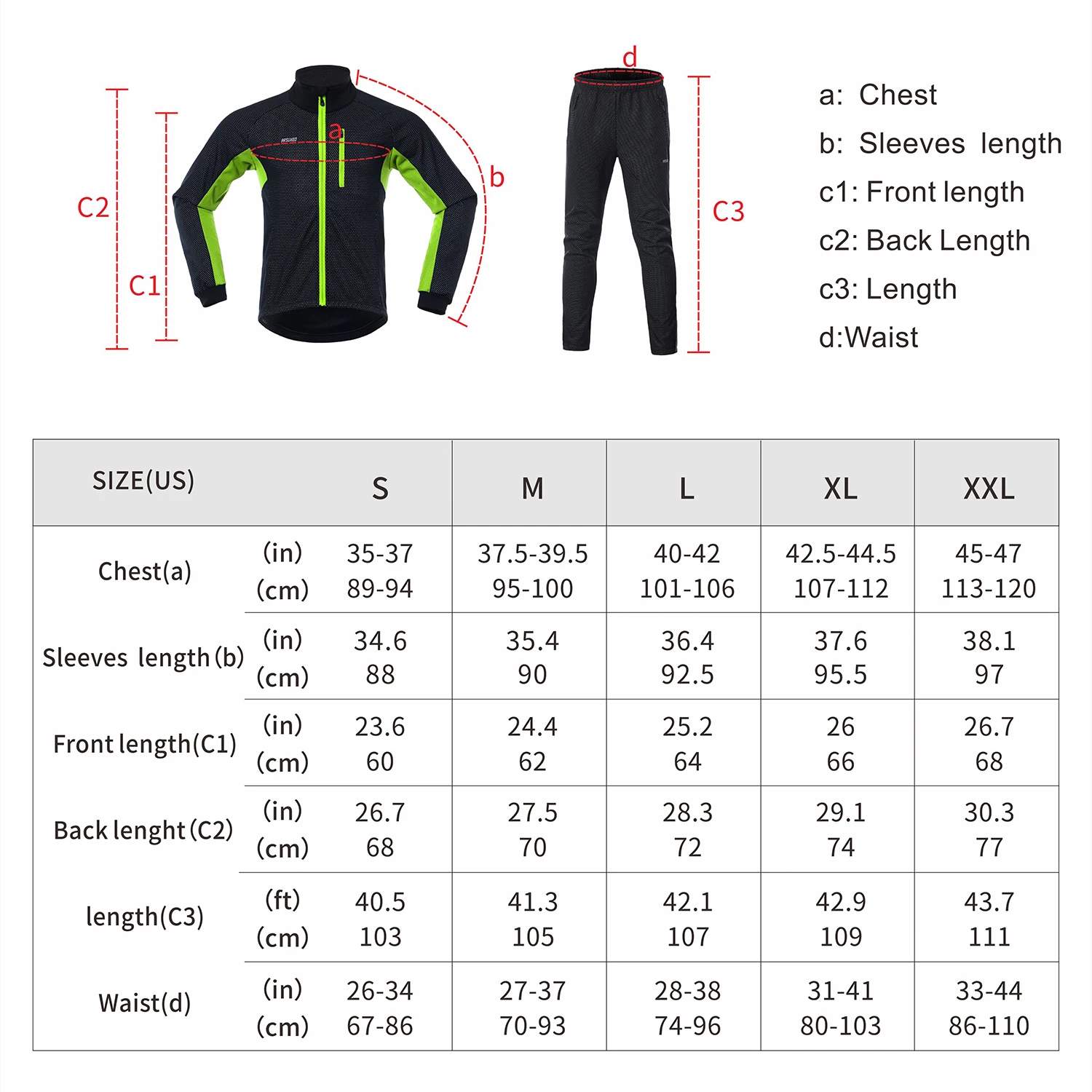 ARSUXEO Men\'s Winter Warm Cycling Jacket and Pants Bicycle Windbreaker Thermal Sportswear Bike Suits MTB Cycling Clothing 20A