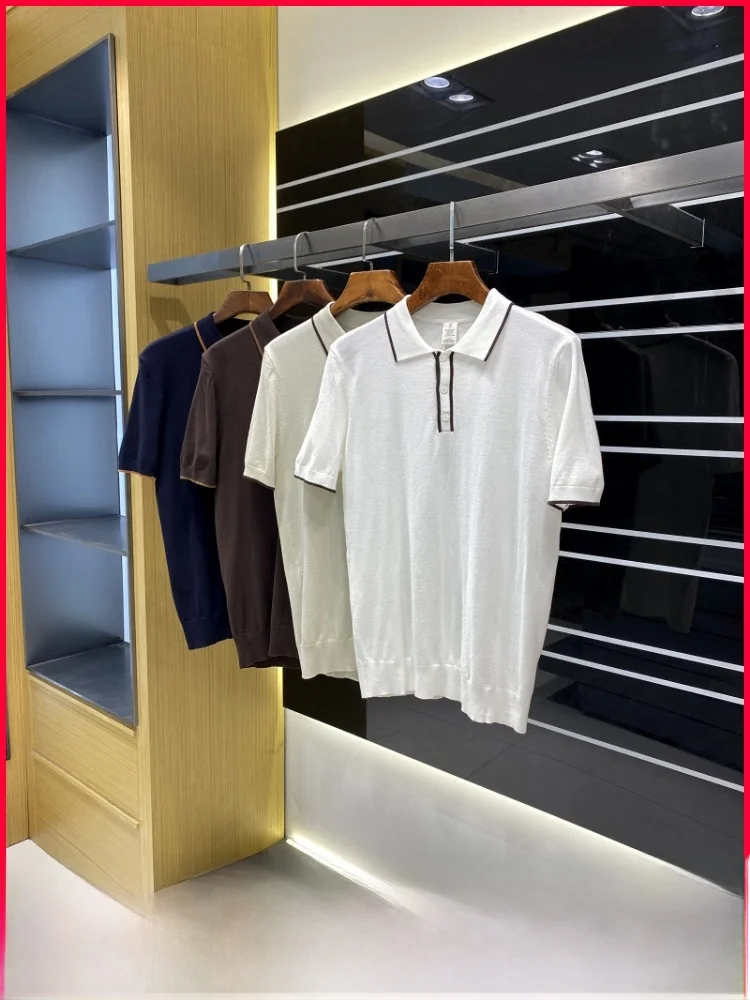 

Мужская трикотажная рубашка Light Busin Series с коротким рукавом, удобная для летних поездок на работу, универсальная, с отложным воротником, повседневная.