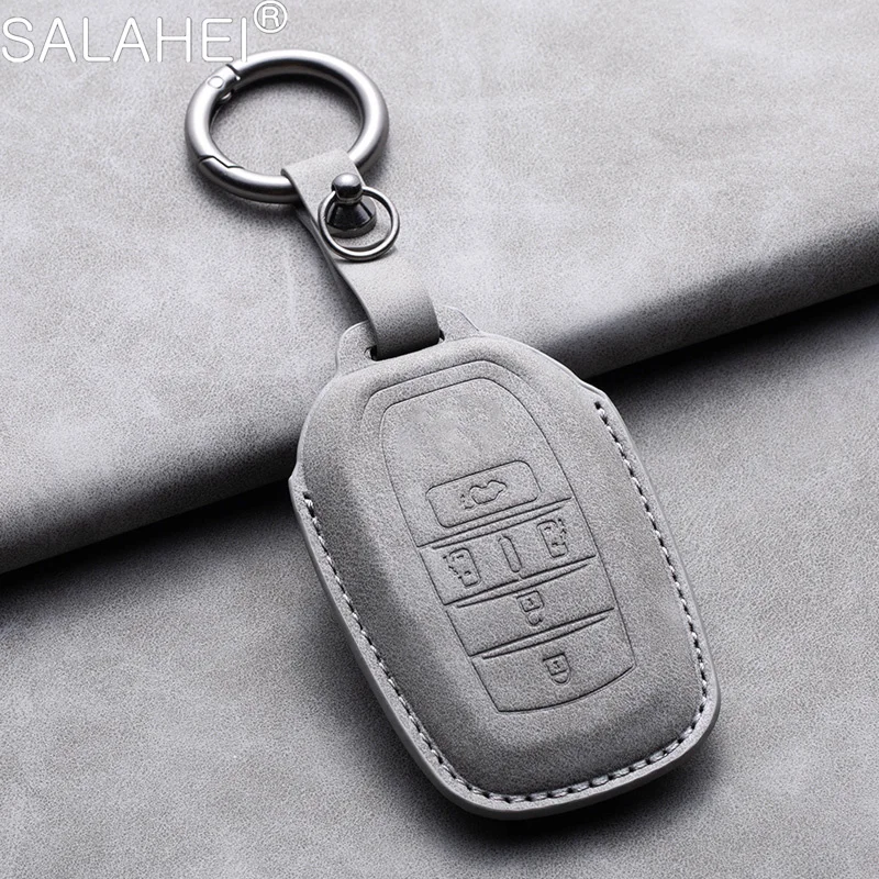 Sheepskin Leather 5 Buttons Car Key Cover Case for Toyota Sienna Alphard Vellfire Granvia Key Fob Accessories Holder Keyring