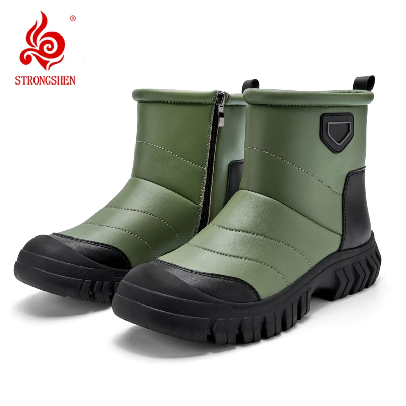 

Snow Boots for Men Waterproof Ankle Boots with Fur Winter Shoes Non-slip Outdoor Couple Thick Plush Warm Men's Boots Botas Mujer