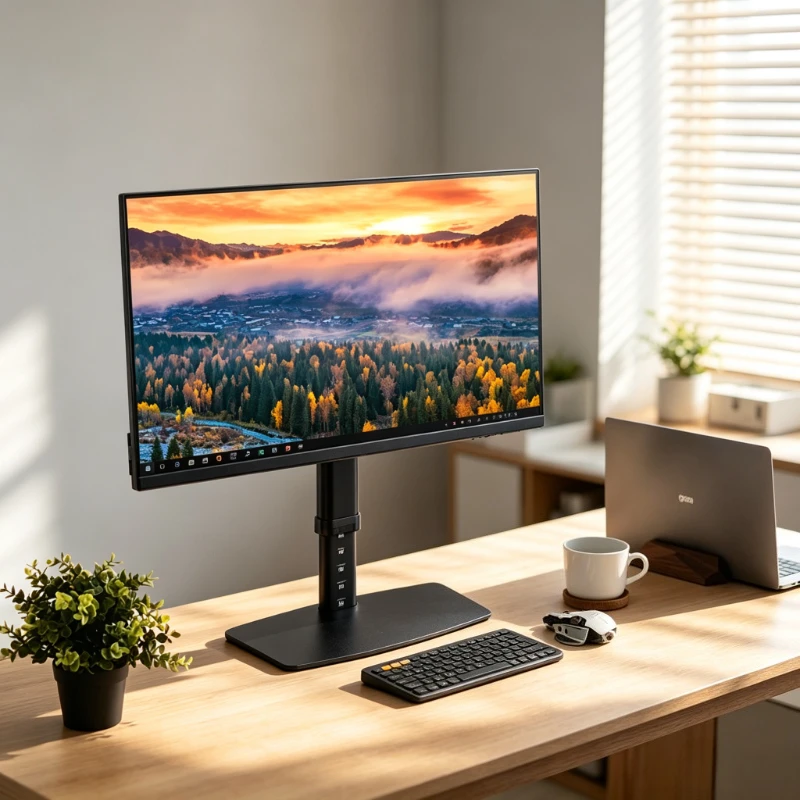 27 Inch Monitor Stand Height Angle Adjustable Rotating Iron Desktop Base Non Slip Easy Install Black Office Display 모니터 스탠드