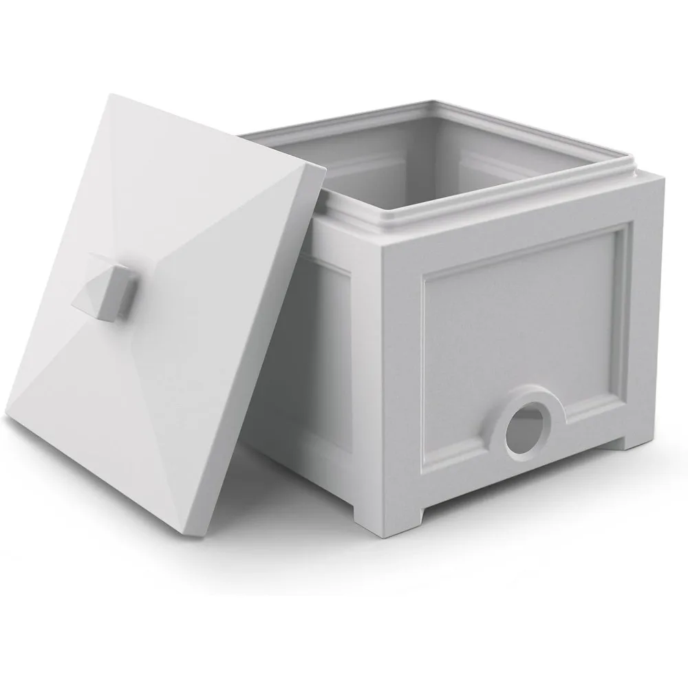 Mayne Inc 5858-W Fairfield Garden Hose White Storage Bin Carrete Para Manguera De Agua  Mangueras Para Jardin