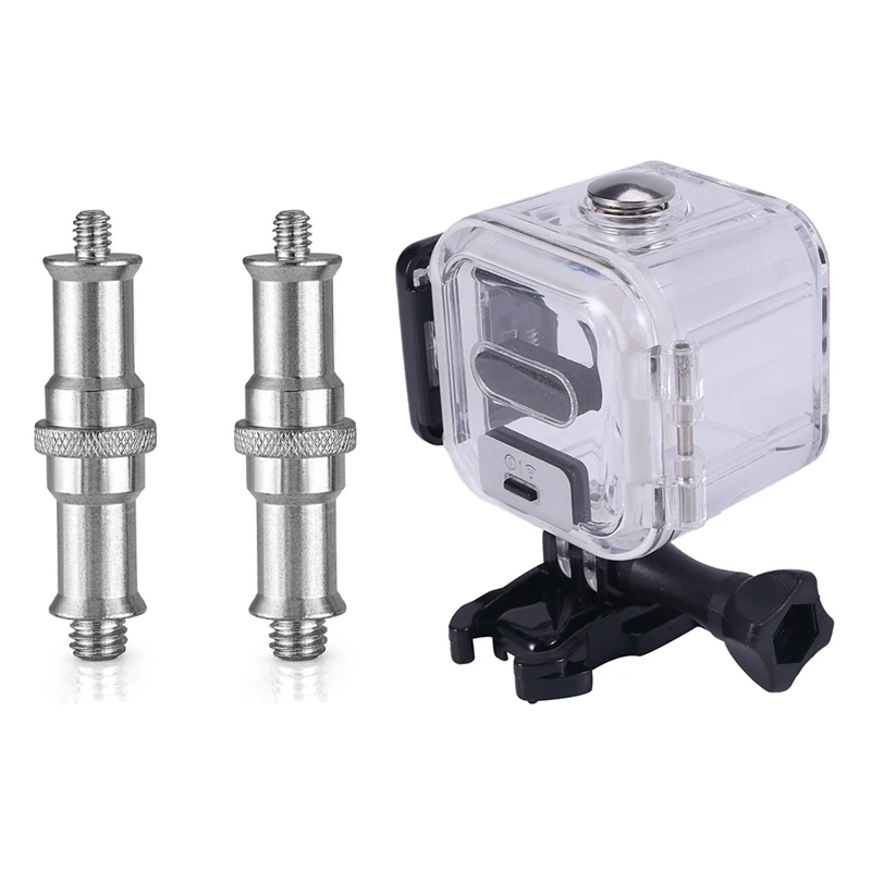 2 Pieces Standard 1/4 To 3/8 Inch Metal Male Converter Threaded Screw With 45M Waterproof Housing Case For Gopro Hero 5