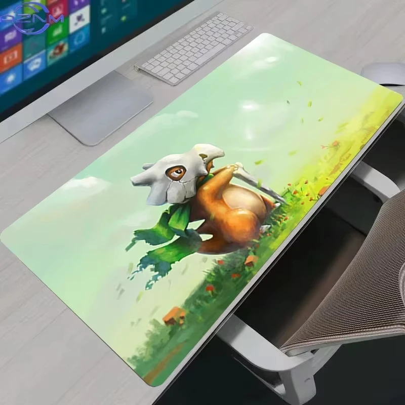 Cubone Pokemon TCG Playmat, non-slip rubber mat, wild grassland anime art mousepad for Pokemon TCG players and card collectors