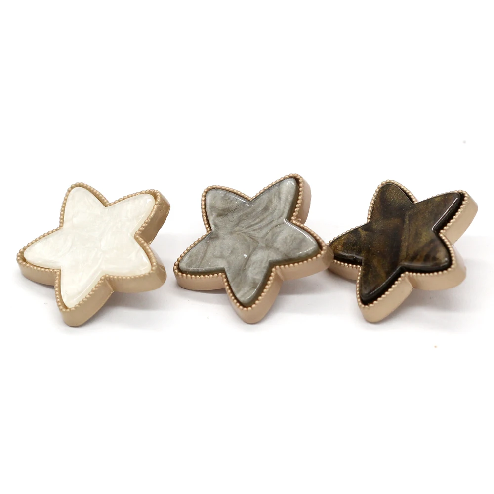 EQUBO 18/25/30mm Large Star Shape Gold Metal Buttons for Clothes Fashion Women Dress Blouse Coat Skirts Sewing Accessories