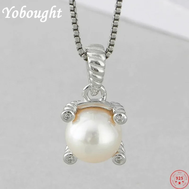 

S925 sterling silver charms pendants for women men new fashion four claw inlaid round freshwater pearls jewelry free shipping