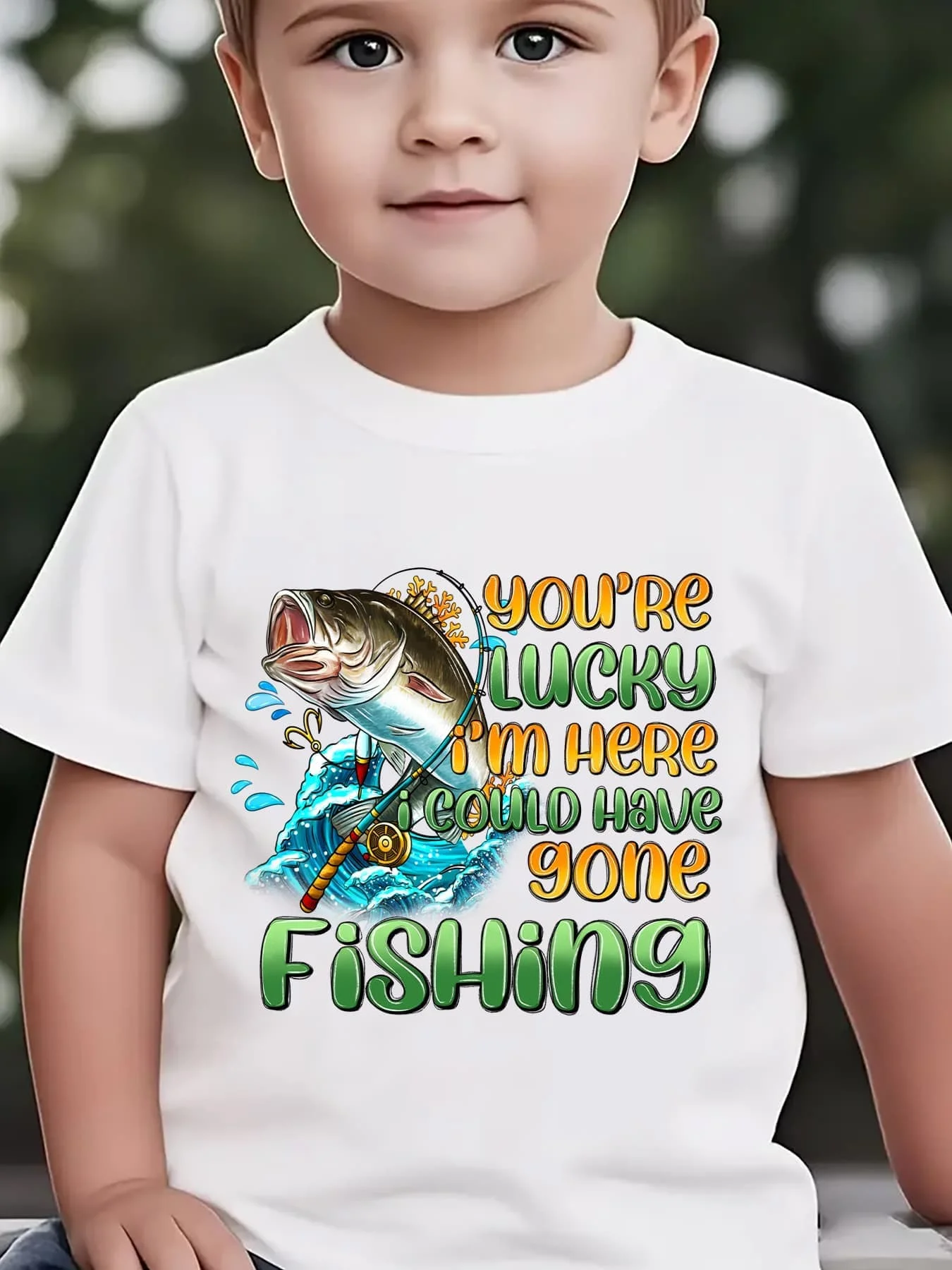 Funny Bass Fishing Quote Wave Fish Print Kids T Shirt Boys Girls Family Matching Parent Child Summer Crew Neck Casual Tee