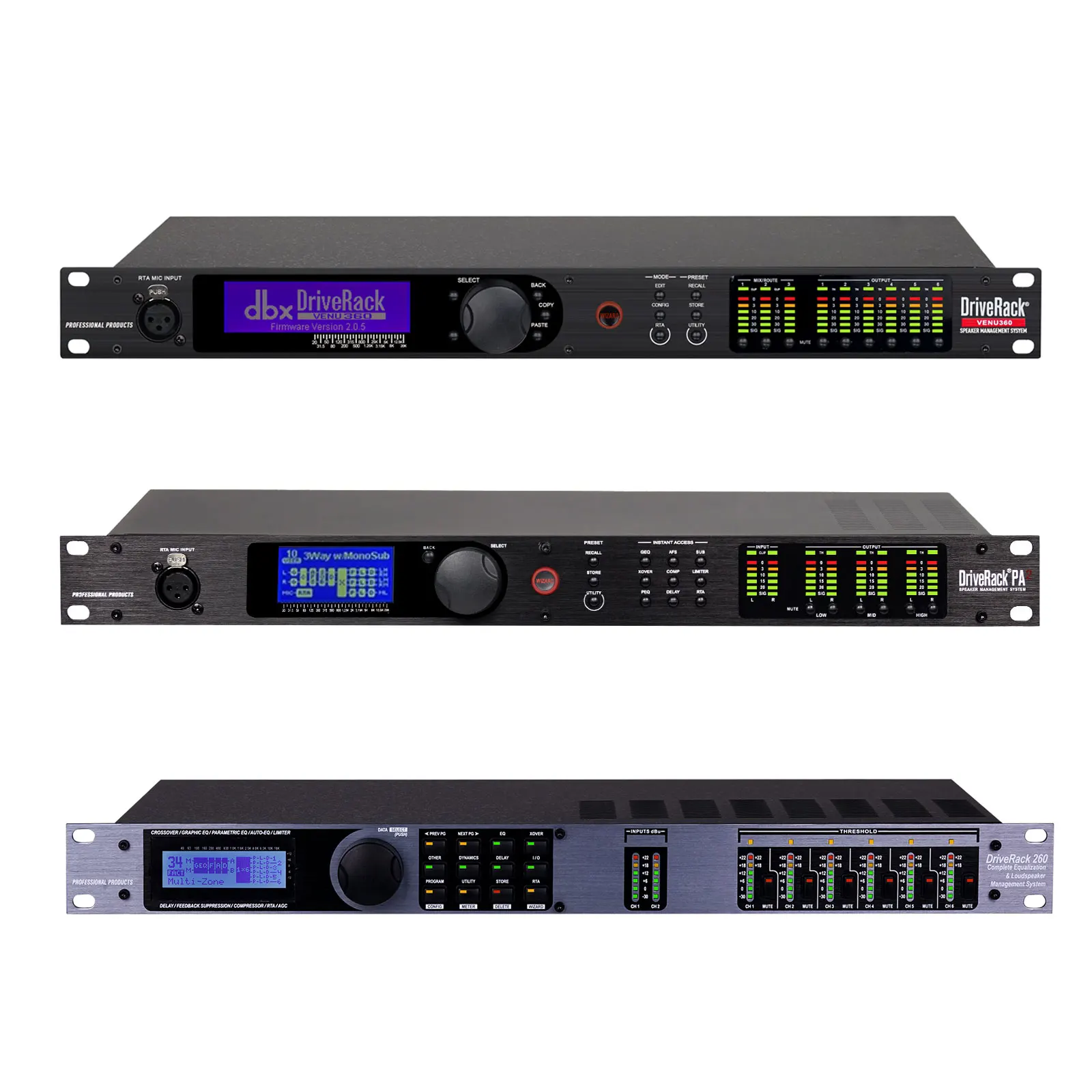 DBX DriveRack PA2 Professional 2in6out DSP Karaoke Audio Processor Metal Construction for Stage Sound Equipment