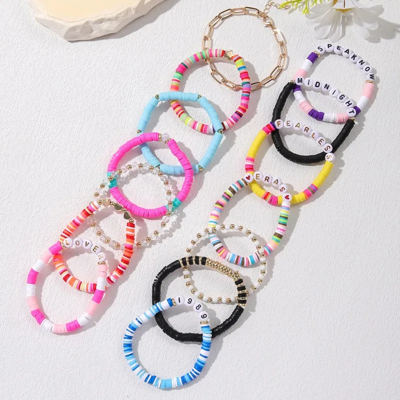 14pcs Taylor Friendship Bracelet Swift TS Clay Beads Music Album Collection Friendship Bracelets for Eras Tour Fans Lover