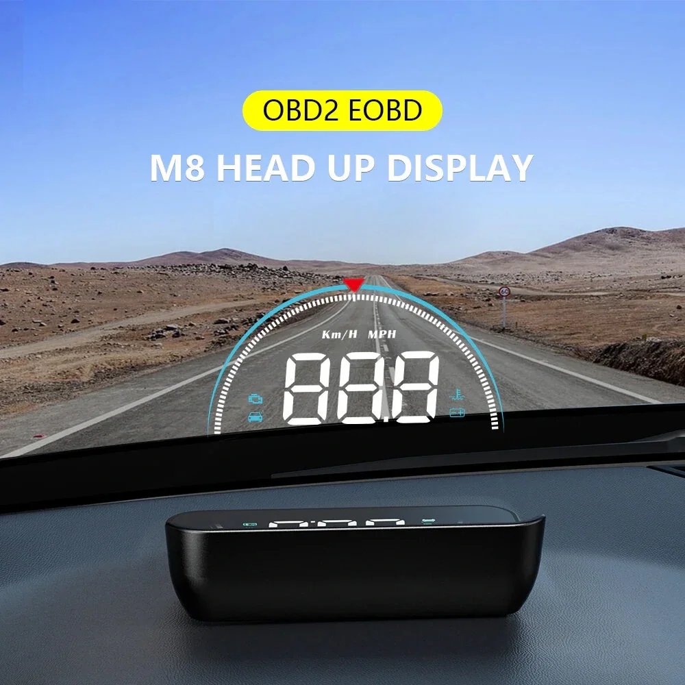 Geyiren M8 OBD2 HUD Head-up Display Car Digital Speedometer Smart System Speed Mileage Water Temp RPM Projector for Car Glass