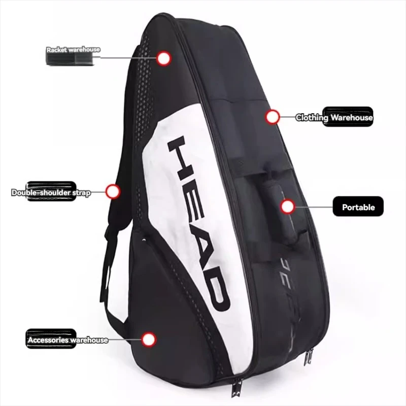 Genuine HEAD Tennis Raquet Sports Bag Padel Backpack Large Capacity Can Hold 6 Rackets