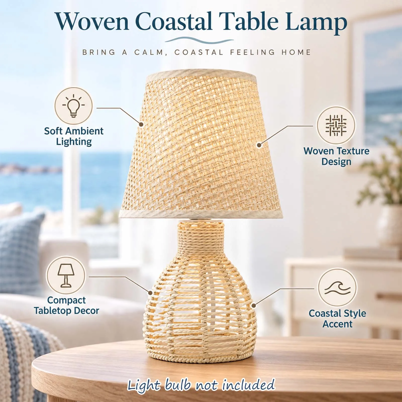 Boho Openwork Egg Lamp, Woven Gourd Base Cone Shade for Living Room Reading Corner