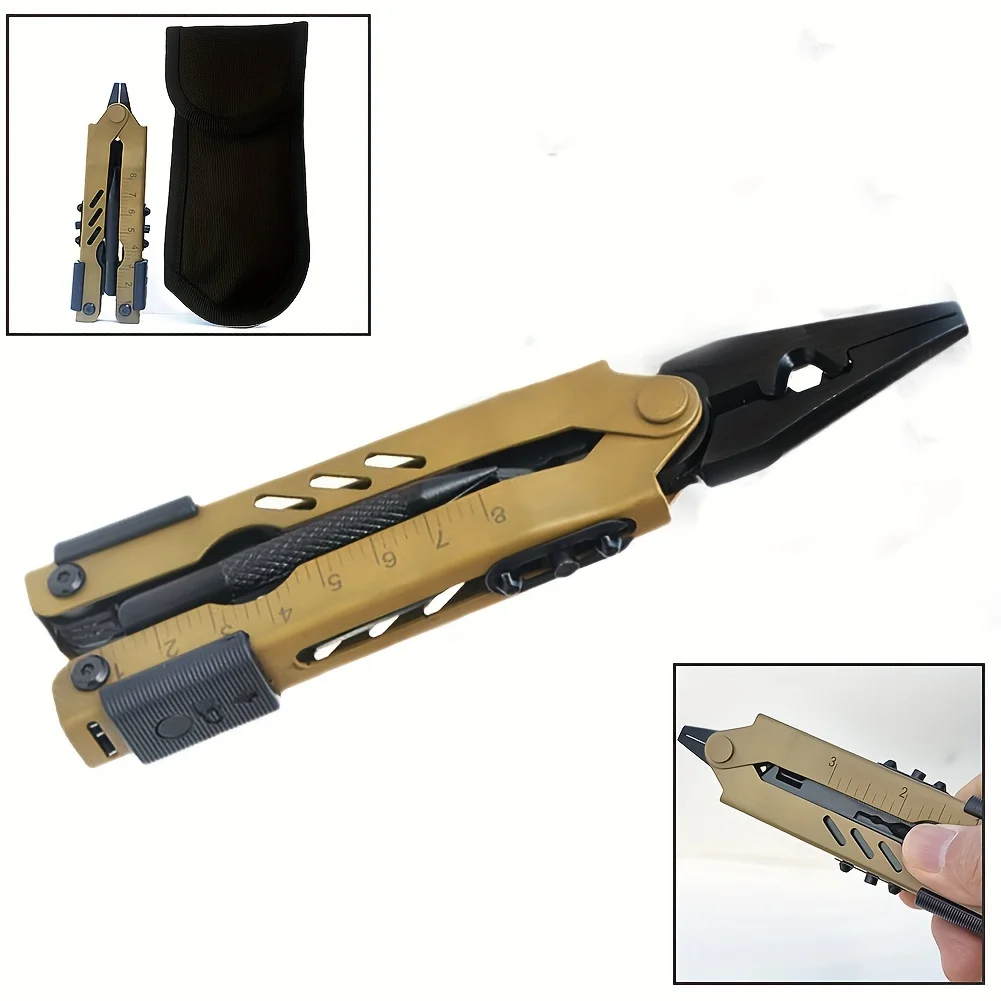 Outdoor Camping Multitool Survival Tools - Pliers, Knife, Bottle Opener, Screwdriver, Pliers, Cable Strippers - Stainless Steel