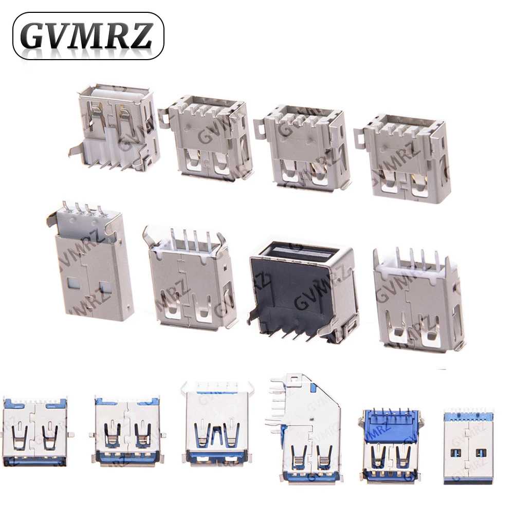 5PCS USB 3.0 USB-3.0-AF AM Type Port Male Female Solder Jacks Connector PCB Socket For USB Interface Port 90/180 degrees