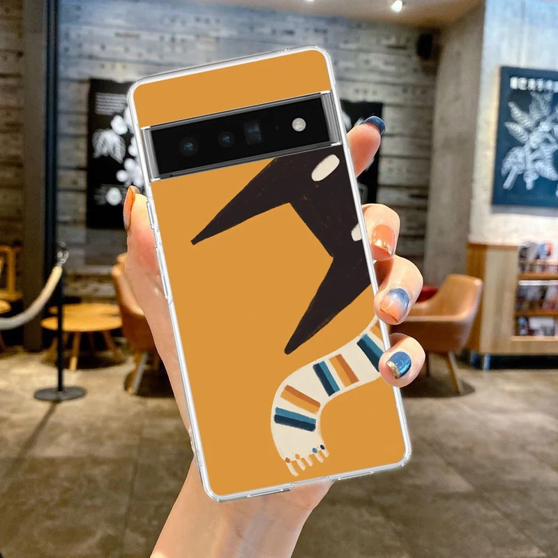 Doodle غاضب القط قضية الهاتف غطاء لجوجل بكسل 9 8 7 6 5 4 4XL لينة بولي TPU 7A 6A 5A 4A 3A Pro XL 5G شفافة قذيفة كاباس حقيبة