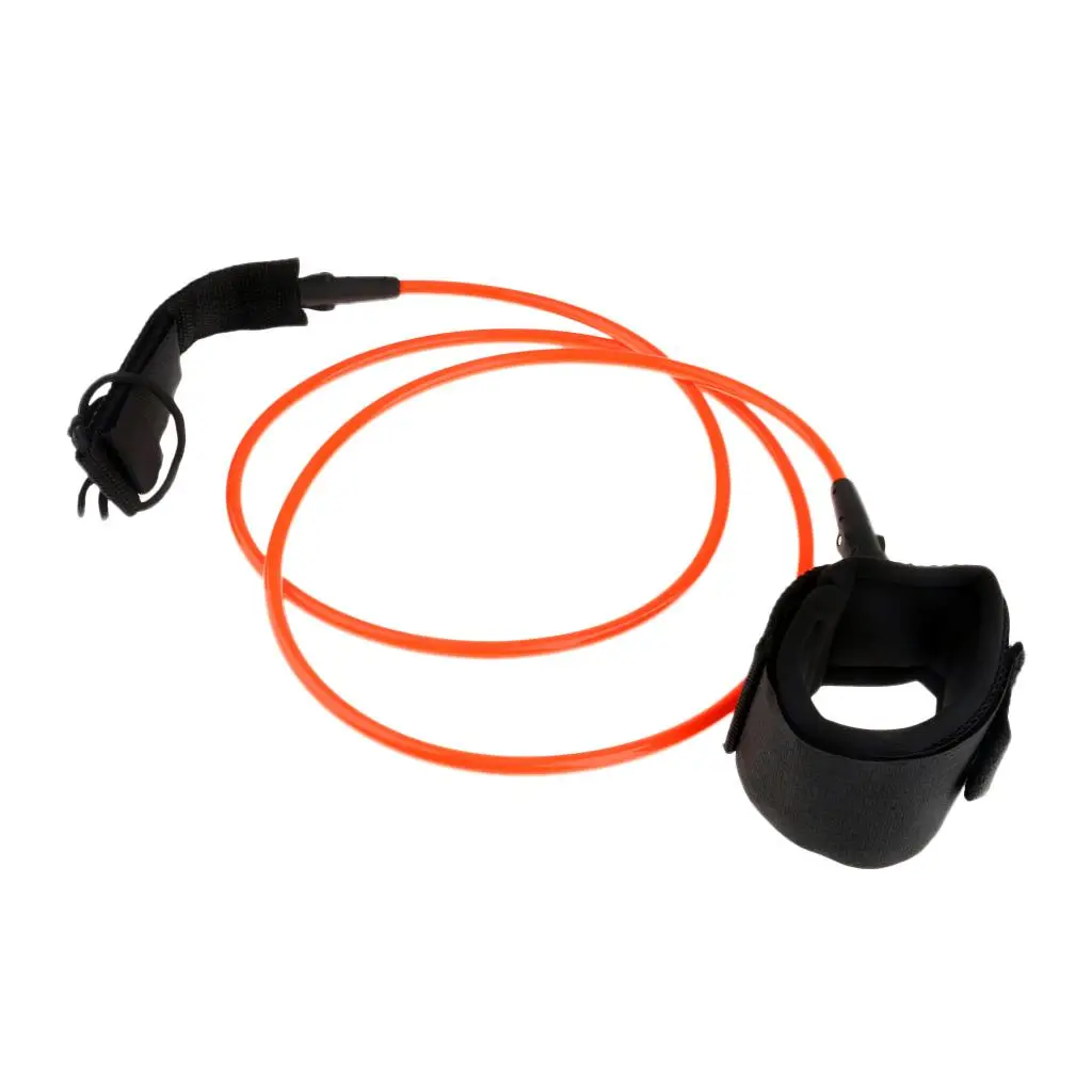 5ft 7mm Straight Surfboard Surfing Board Leash with Double swivel Orange