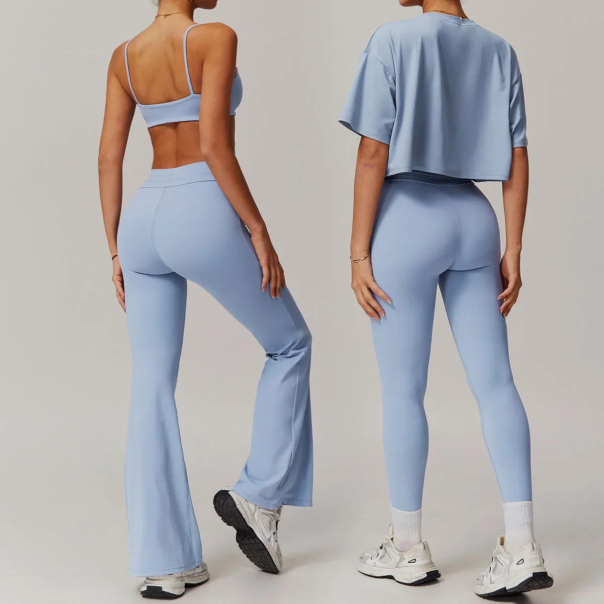 

Push Up Tracksuit Running New Yoga Set Gym Clothes Sportswear Women Female Workout Long Sleeve Crop Top Sports Bra Leggings Suit