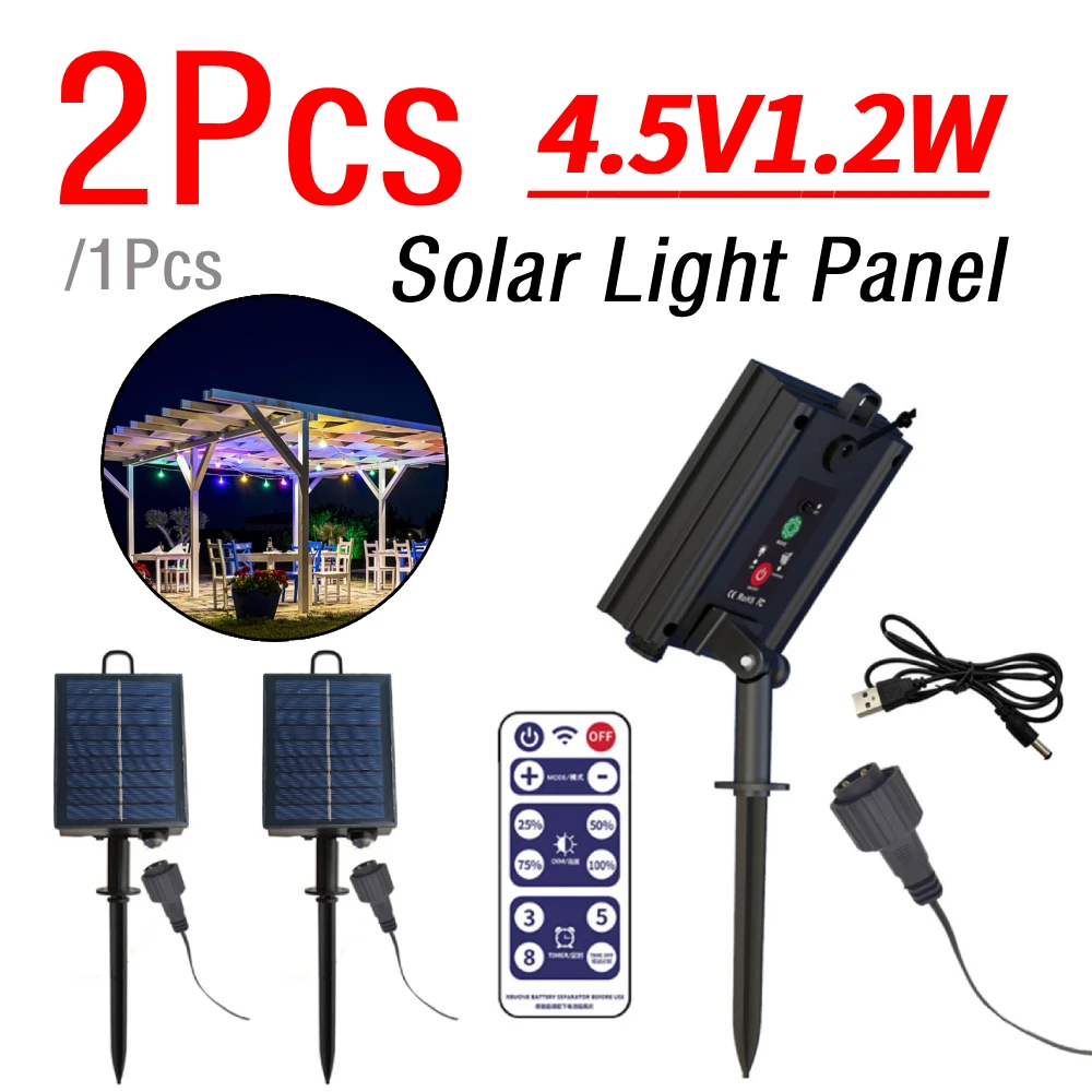 

Контроллер солнечной панели 4.5V 1.2W (1/2 шт.) с пультом ДУ для светодиодной гирлянды из медной проволоки для рождественского и садового декора на открытом воздухе