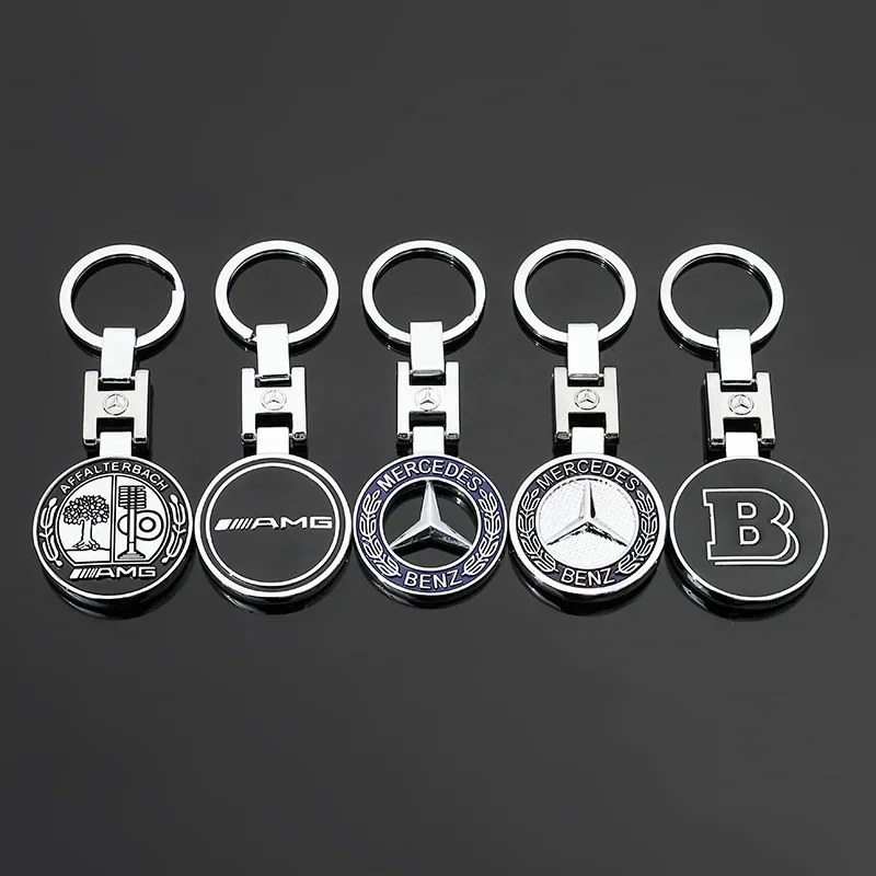 Metal Car Emblem Keychain Key Ring For Mercedes Benz AMG A C E G S GL SL W204 W205 W203 W211 W212 W213 W201 W210 W124 W126 W140