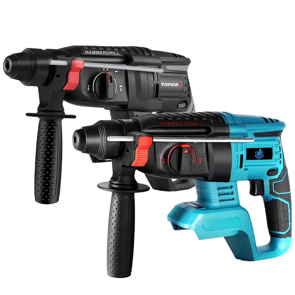 

Brushless Cordless Rotary Hammer Drill Multifunction Impact Drill 4 Modes Rechargeable Power Tools with Battery