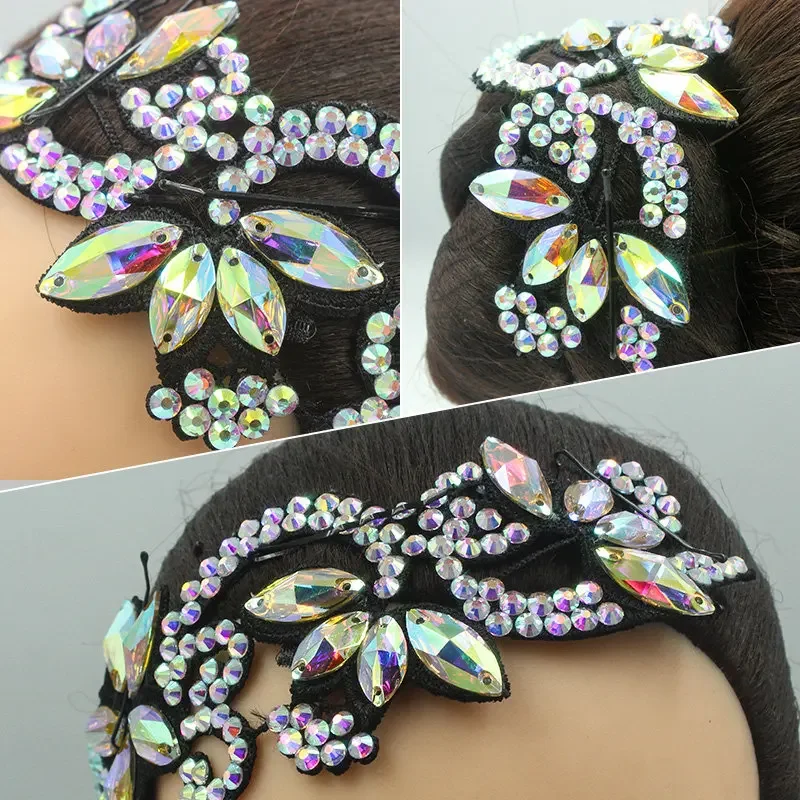 Bauchschmuck, lateinamerikanische Tanzaccessoires, AB-Steine, Kopfschmuck, modernes Tanzen, Gesellschaftstänze, Auftrittsaccessoires, Blumen-Haarspange – Detail 3