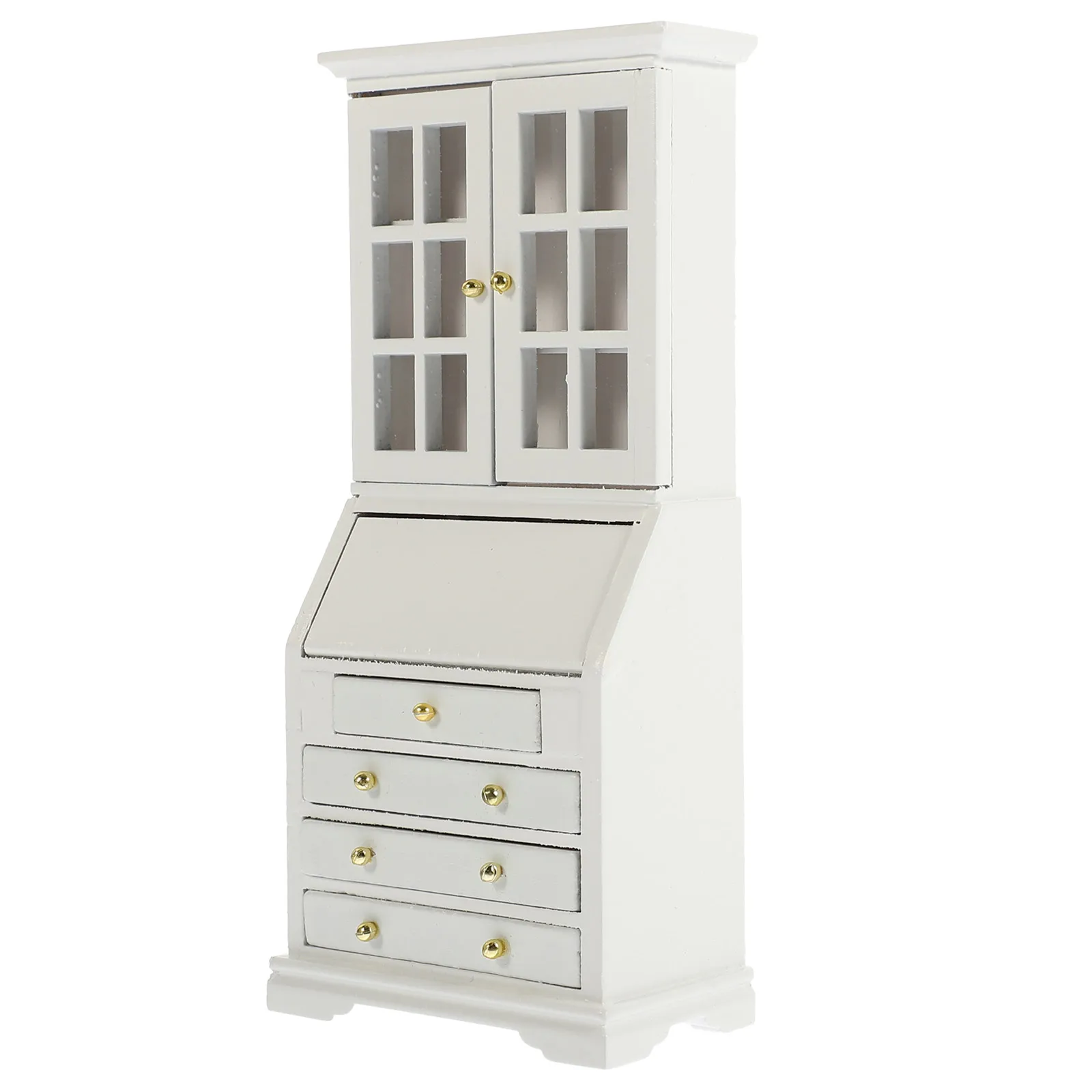 Gabinete de almacenamiento en miniatura, mueble de casa de muñecas de madera blanca, estantería, decoración de escritorio, dormitorio, sala de estar, estudio, miniaturas