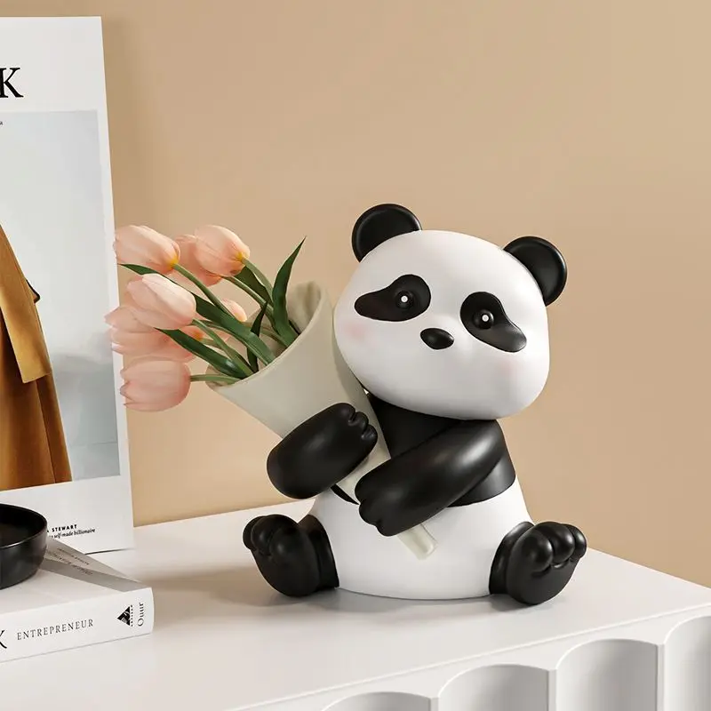 Panda Flower Arrangement Bouquets, Vases And Ornaments. Decoration For Tv Cabinets, Wine Cabinets And Shoe Cabinets. House Gift