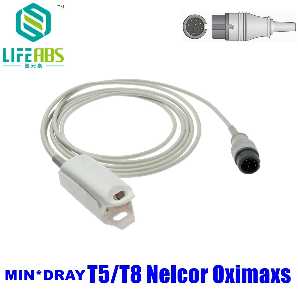 

Child Finger Clip Ear Clip Silicone Long Cable Reusable Spo2 Oxygen Sensor for Min*dr*ay T5/T8 Nelcor Oximaxs Patient Monitor