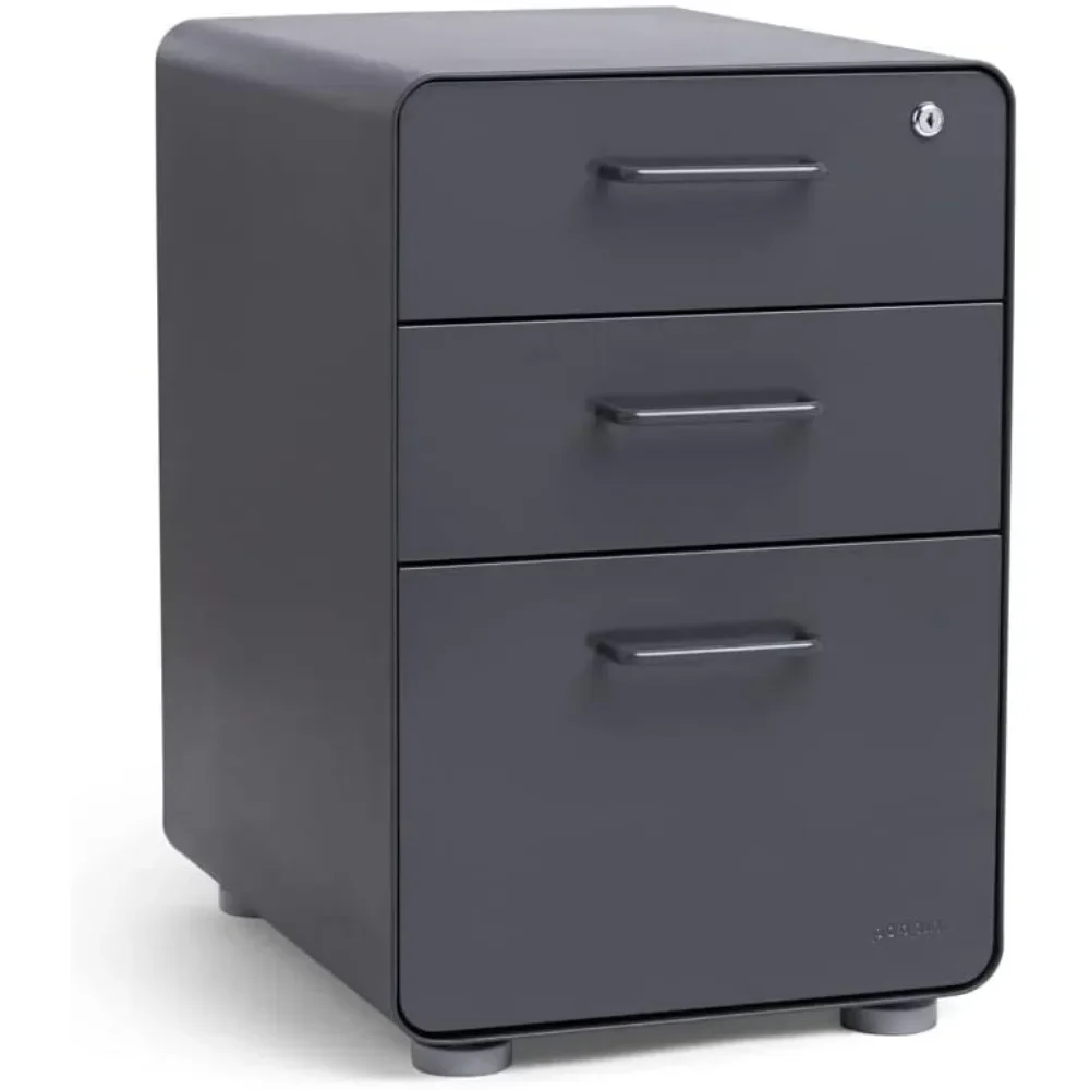 

Stow 3-Drawer File Cabinet - Charcoal, 2 Utility Drawers and 1 Hanging File Drawer, Fully Painted Inside and Out, Powder