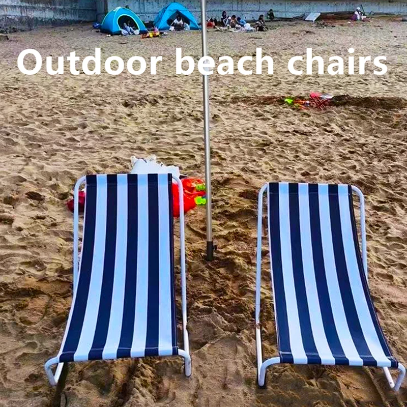 New outdoor camping beach chair, portable lounge chair, foldable simple nap bed, camping fishing leisure chair with storage bag, image 3