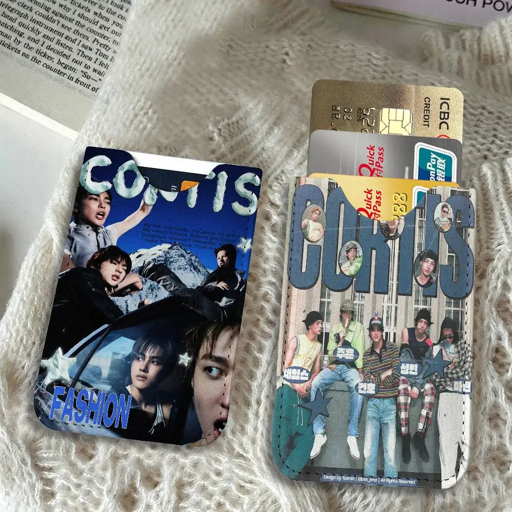 Famous Kpop C-Cortis Ultra-Thin Mini Leather Card Holder Wallets for Men Women Lightweight Soft Genuine Leather Credit Card