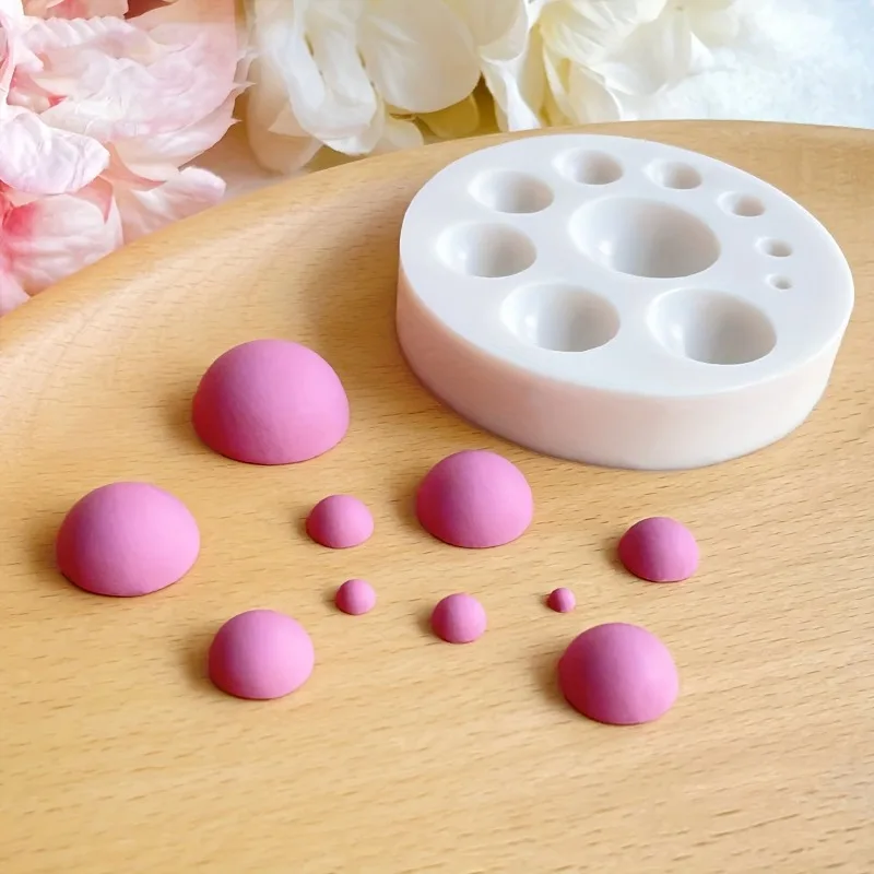 Silicone Mold for Polymer Clay Earrings - Half Sphere Cabochon Pendant Making, High Precision DIY Craft Tools