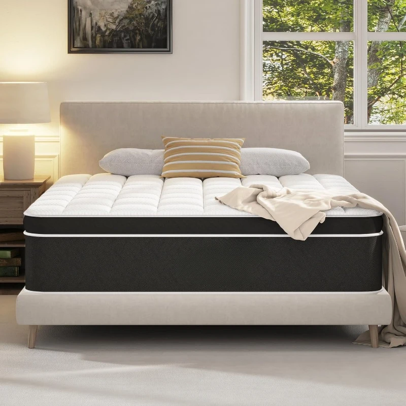 King Size Mattress - 12 Inch Hybrid Mattress King Size with Gel Memory Foam and Pocket Springs, Premier King Mattress in a Box