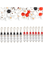 10 sets of Christmas snowman wooden bead crafts, featuring black and red winter wooden beads, Christmas buffalo plaid wooden rou