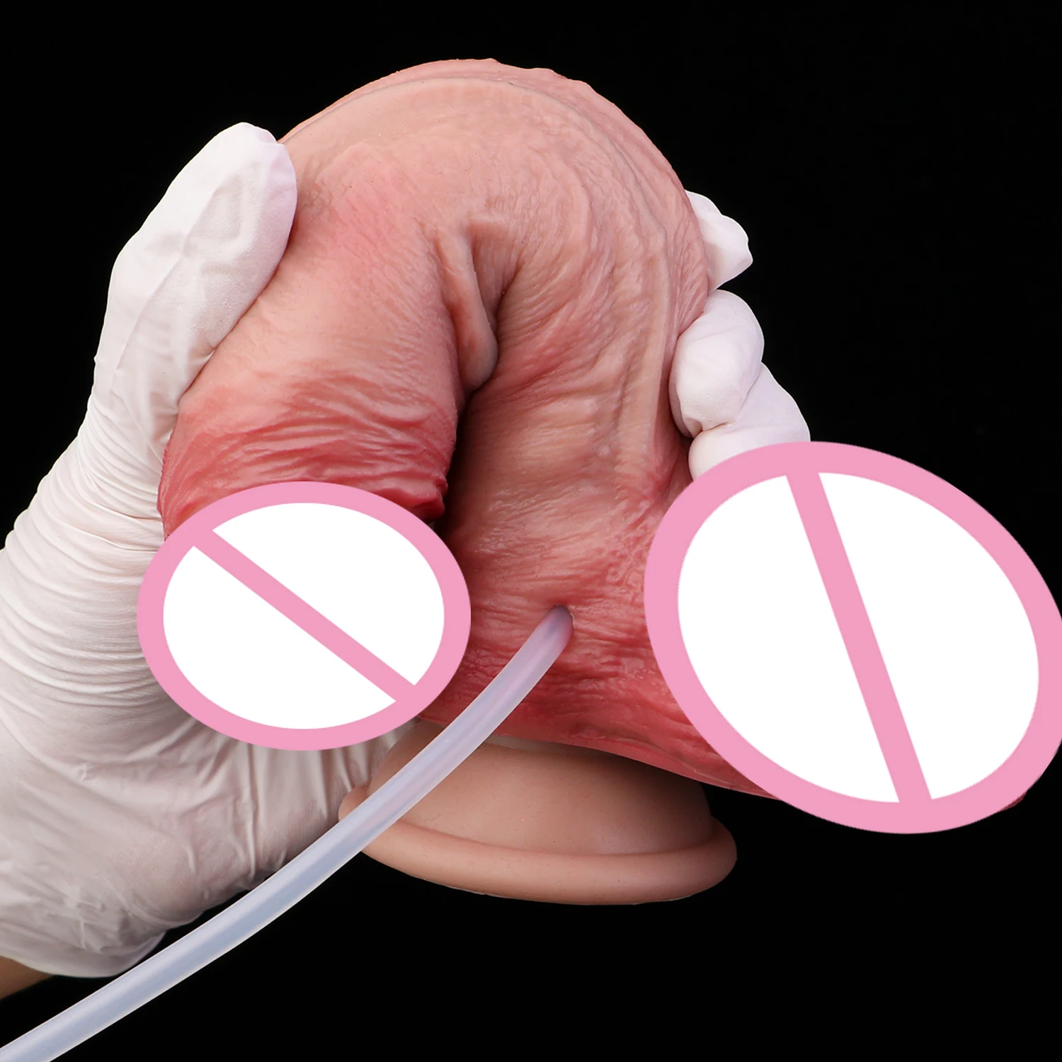 FAAK Doppio Strato di Silicone Schizzi Realsitic Dildo Eiaculazione Pene Realistico Con Ventosa Giocattoli Del Sesso G-Spot Gioco Della Prostata Anale
