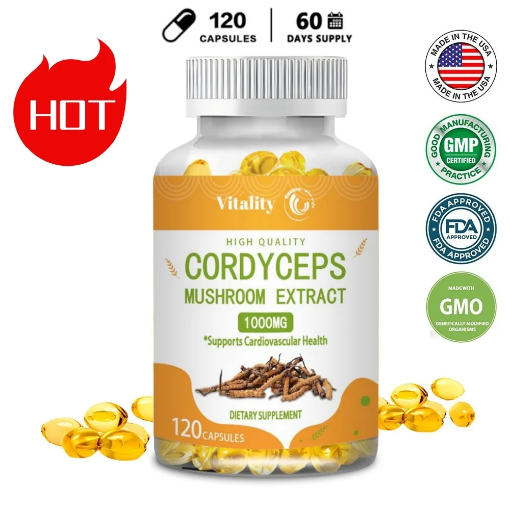 

Vitality Cordyceps, 1000 мг, добавка-120 таблеток, третья модель, Протестировано, Сделано в США