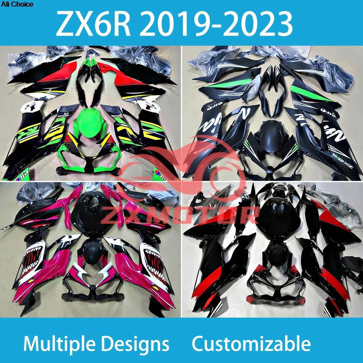 

Complete Plastic Fairing Set for Kawasaki ZX6R 636 2019 2020 2021 2022 2023 Motorcycle Fairings Bodywork Panel Kit Fit