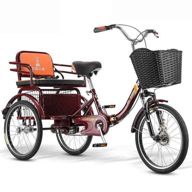 JJZK Adult Fashion Pedal Pink Internet Celebrity Tricycle Human Bicycle Pick Up And Drop Off Children Home Accessories