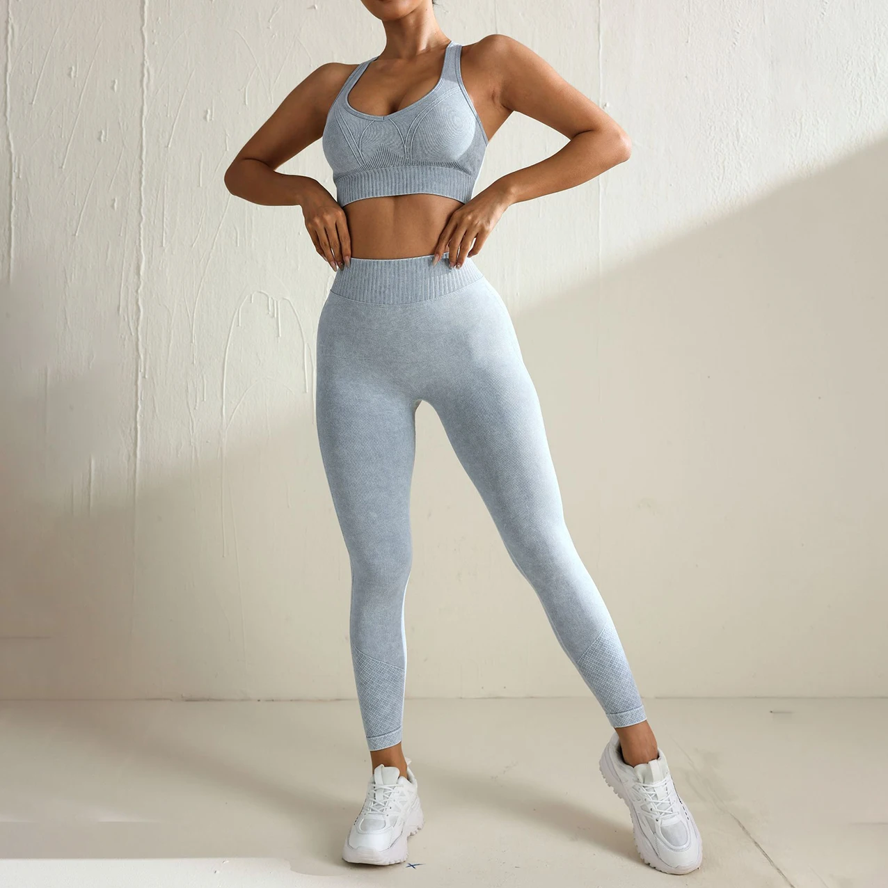 Mileegirl 2pcs Gym Sets Women Seamless Sports Pants Hollow Out Long sleeves Top Fitness Winter Fall Workout Legging Warm Outifts image 6